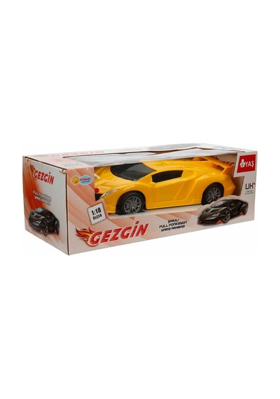 1:18 Şarjlı Uzaktan Kumandalı Spor Araba - Full Fonksiyon Usb Kablolu Oyuncak Araba 20 Cm Sarı