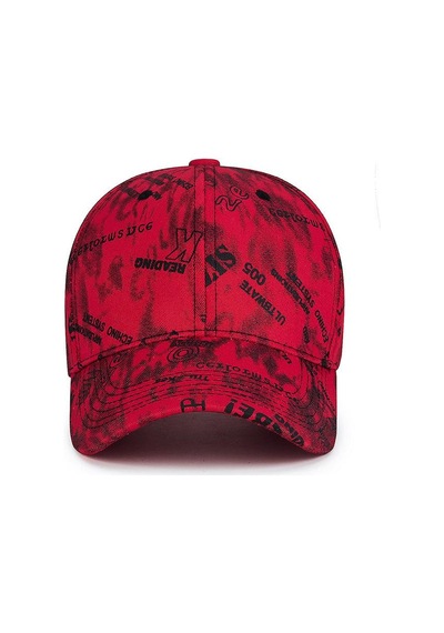 Valkyrie Unisex Kırmızı Grafiti Desenli Baseball Şapka Ayarlanabilir Streetwear Hip Hop Spor Şapka