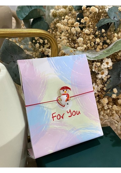Yeni Yıl Kardan Adam Cam Murano Bileklik Yılbaşı Temalı Christmas Bileklik Kırmızı