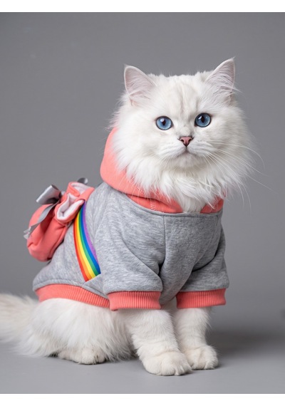 Kemique Rainbow Kedi Sweatshirt Kapüşonlu Gökkuşağı Detaylı Kedi Kıyafeti Kedi Hoodie Kemique Rainbow Kedi Sweatshirt Kapüşonlu Gökkuşağı Detaylı Kedi Kıyafeti Kedi Hoodie