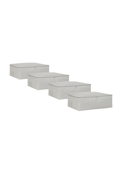 Ocean Home Textile 4'lü Büyük Boy Gri Balıksırtı Baza Altı Hurç Set 62 X 46 X 22 Cm Gri