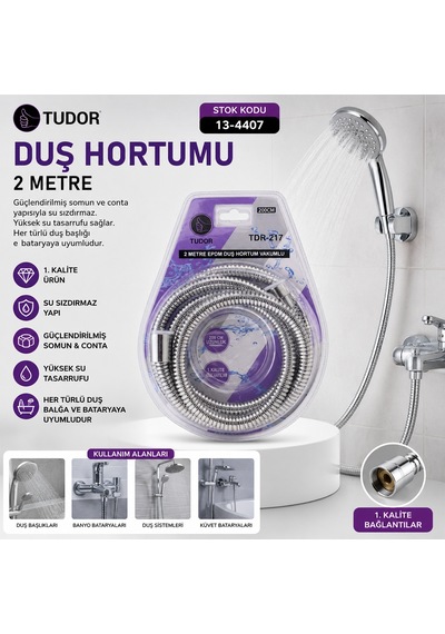 Duş Hortumu 200 Cm Esnek Paslanmaz Krom