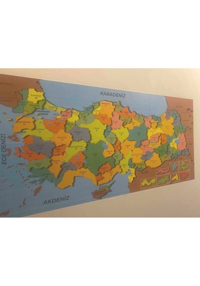 Duvara Kendiliğinden Manyetik Yapışan Yazılıp Silinebilen Renkli Türkiye Haritası 118 X 56 Cm Şeffaf