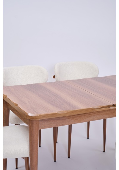 Yakamoz Polo Mdf Lak Panel Mutfak Masa Sandalye Takımı 80x130 Ceviz