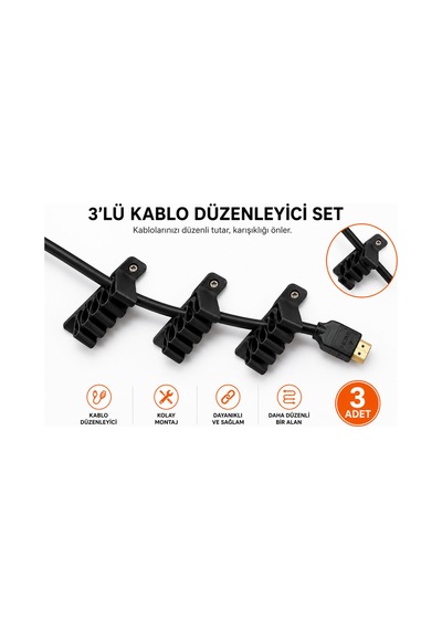 3'lü Kablo Düzenleyici Kablo Tutucu Masa Kablo Organizeri Hdmı Usb Şarj Kablosu Düzenleme Aparatı Vidalı Kablo Sabitleyici Siyah 3'lü Kablo Düzenleyici Kablo Tutucu Masa Kablo Organizeri Hdmı Usb Şarj Kablosu Düzenleme Aparatı Vidalı Kablo Sabitleyici Siyah