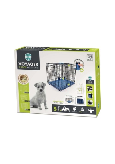 Voyager Köpek Kafesi 2 Kapılı S Mavi 61x46x48cm