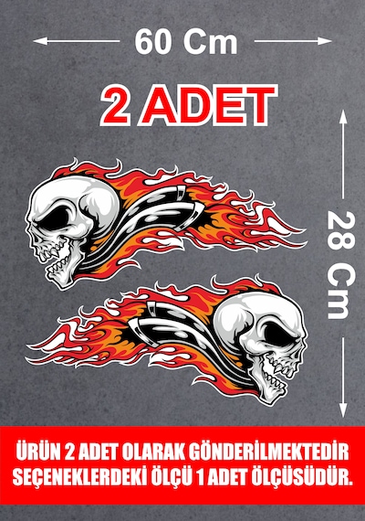 Alevli Kurukafa Sticker - Araba Oto Motosiklet Karavan Cam Sticker - 00027 60X28 Cm