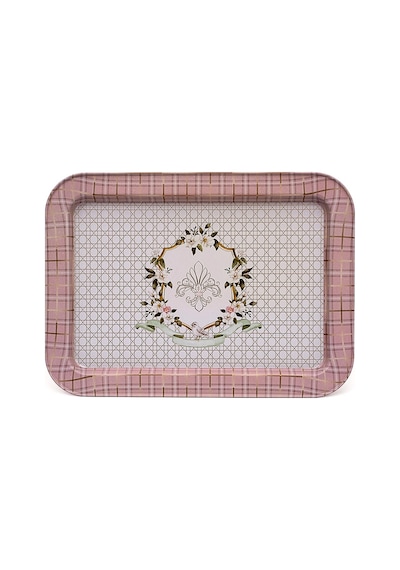 Rosy Desenli Grande Metal Tepsi, 31 X 43 Cm