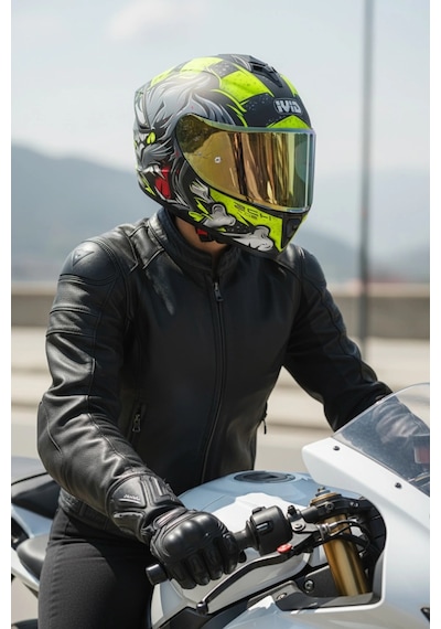 Gıvı 50.x Wıld Mat Sarı  1 Renkli 1 Şeffaf Vizörlü Motosiklet Kask Gold Vizör + Şeffaf