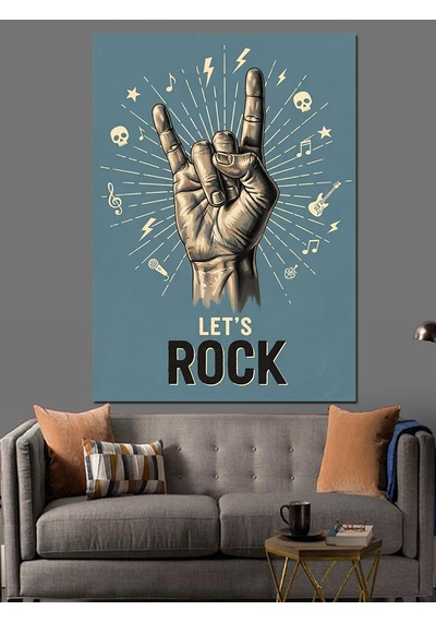 Ahşap Tablo Rock İşareti El Sembolü