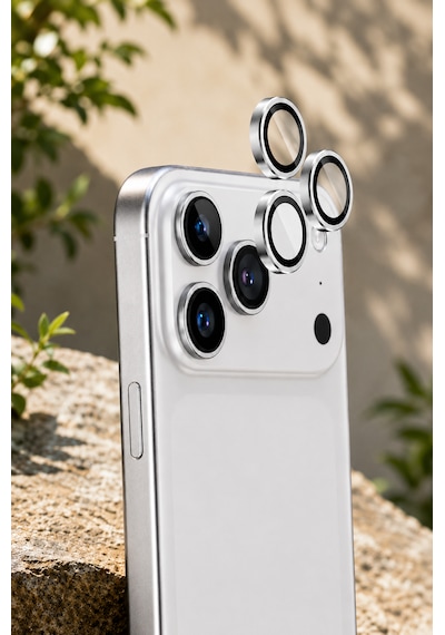 Apple iPhone 17 Pro / 17 Pro Max Uyumlu Kamera Lens Koruyucu Gümüş