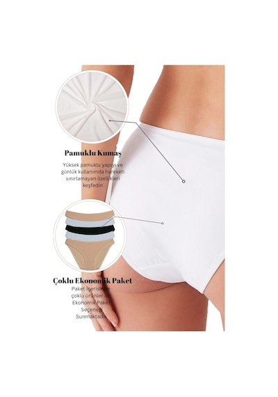 Pierre Cardin Kadın 5'li Ekonomik Paket Ten 2957 No Show Classic Pamuklu Basic Külot