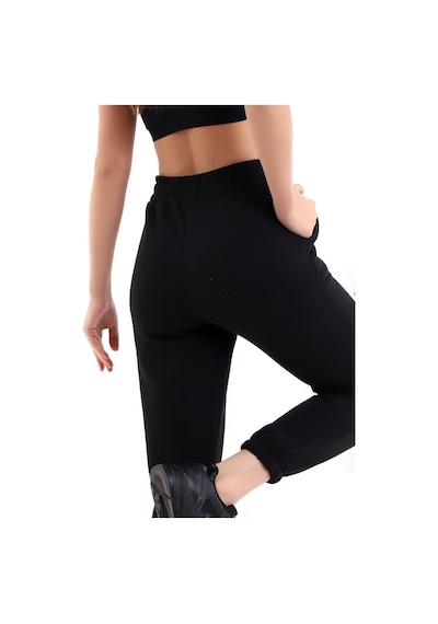 Winmoda34 Jogger Bol Kesim Kalın 3 Iplik Şardonlu Eşofman Altı Kadın Siyah
