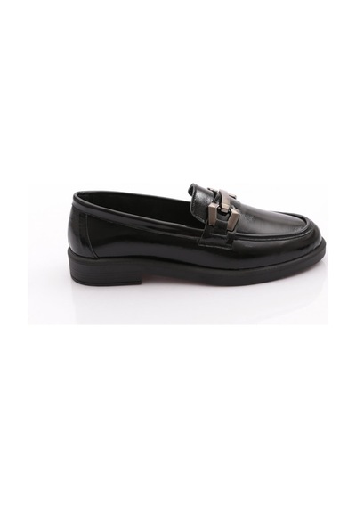Dgn 2121-yz Kadin Loafer Ayakkabi Siyah Rugan