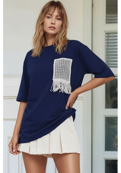 Mamayaga Kadın Bisiklet Yaka Yarım Kol Basic Pamuk Düz Cep Örgü Curve Büyük Beden Tshirt Lacivert 54 - 56 Mamayaga Kadın Bisiklet Yaka Yarım Kol Basic Pamuk Düz Cep Örgü Curve Büyük Beden Tshirt Lacivert 54 - 56