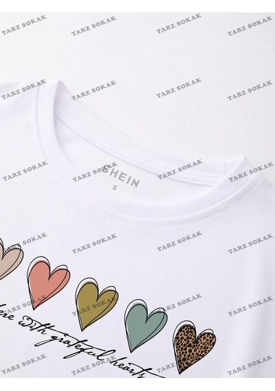 Flood Of Style Crop Ckod-232913 Kalpli Ve Sloganlı Grafik Beyaz