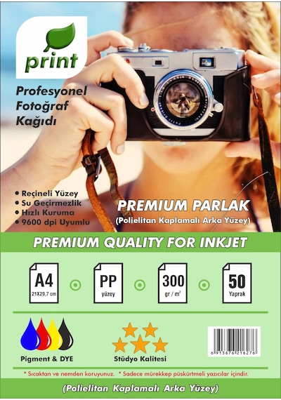 Epson 103 L3210 Yazıcılar Için A4 Premium Parlak Fotoğraf Kağıdı 300 Gr 50 Yaprak