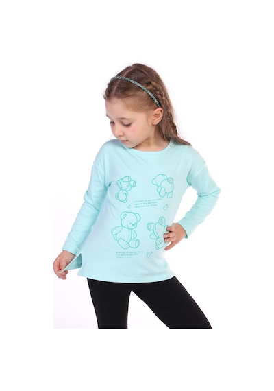 Toontoy Kids Toontoy Kız Çocuk 4lü Ayıcık Baskılı Tişört Mint Yeşili