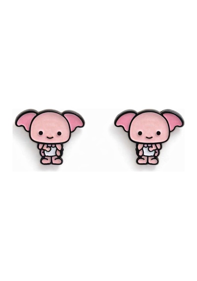 Dobby Figürlü Pembe Küpe Unisex Renkli Karakter Tasarım Çok Renkli