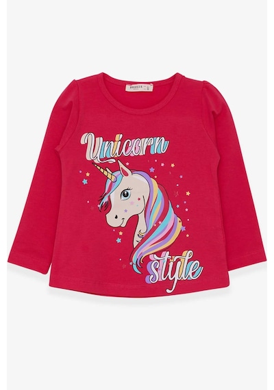 Breeze Kız Çocuk Uzun Kollu Tişört Unicorn 2-6 Yaş, Fuşya
