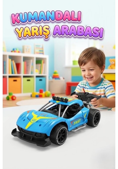 Super Speed Racing 1:20 Ölçekli Şarjlı Uzaktan Kumandalı Araba - 4 Kanallı Yarış Arabası Mavi