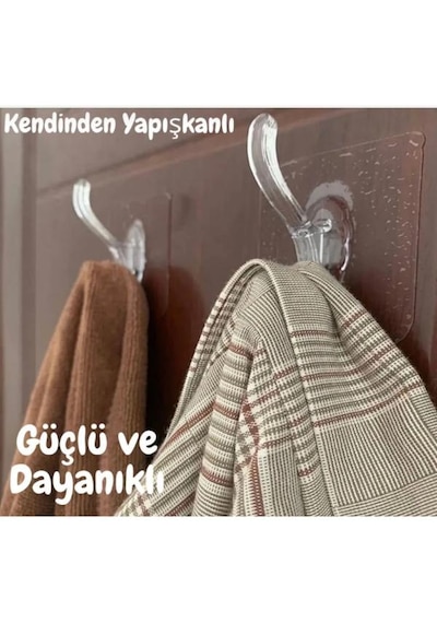 5 Adet Kendinden Yapışkanlı Şeffaf Askılık Güçlü Silikon Yapışkanlı Duvar Ve Kapı Arkası Askı