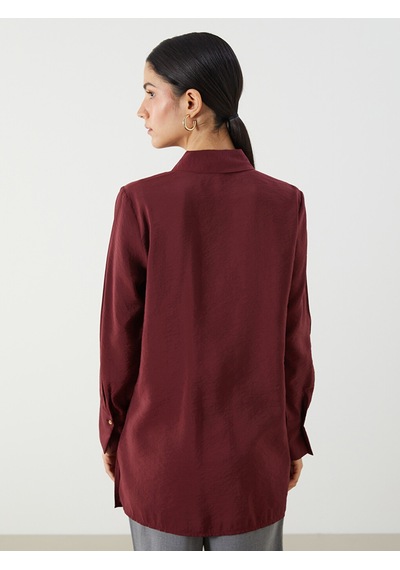 Lcw Modest Bordo Modal Karışımlı Kadın Gömlek Tunik
