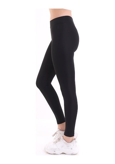 Self Clothing Kadın Siyah Yüksek Bel Dayanıklı Örme Kumaş Toparlayıcı Spor Tayt