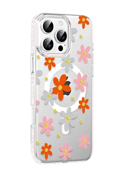 Apple iPhone Uyumlu 16 Pro Max Floral Magsafe Kapak - Turuncu Bzsxx00 1