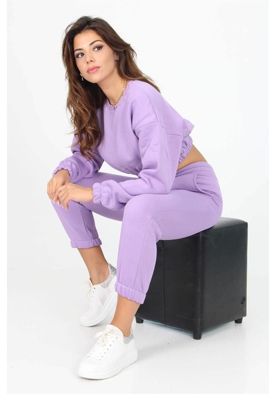 Neşeli Butik Dipmoda Kadın Bisiklet Yaka Yeni Sezon Eşofman Takımı Tb001 Lila