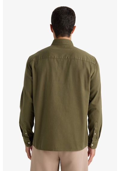 Defacto Regular Fit Polo Yaka Gabardin Uzun Kollu Gömlek F1261ax25aukh82 Haki