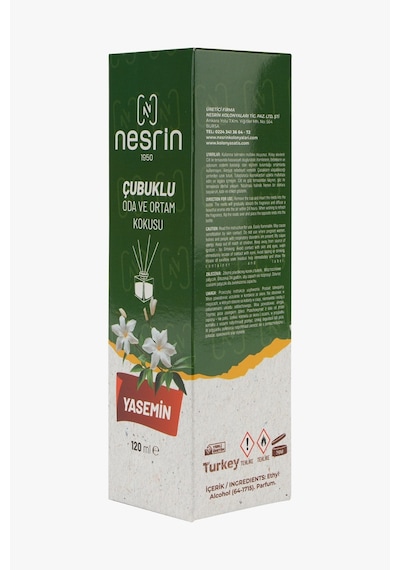 Nesrin 120 Ml Çubuklu Oda Kokusu Yasemin Bambu Koku, Kalıcı Ortam Kokusu Ve Dekoratif Cam Şişe - 8690352728213ya