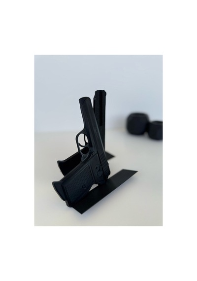 Pistol Silah Tasarım Kitap Tutucu İkili Siyah Kitaplık Aksesuarı