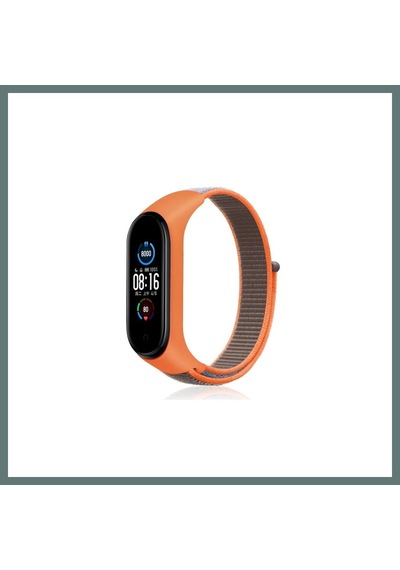 Ventra Mi Band 4 Hasırlı Cırtcırtlı Kordon - Turuncu-gri Ventra