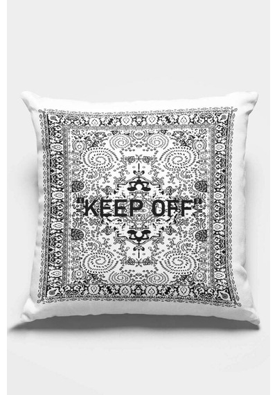 Beyaz Keep Off Çift Taraflı Yastık Kırlent Kılıfı Krl455n11