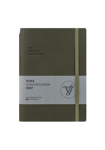 Victoria's Journals Kuka 2027 Günlük Ajanda A5 14x21cm Esnek Kapak Ivory 80gr. Haki