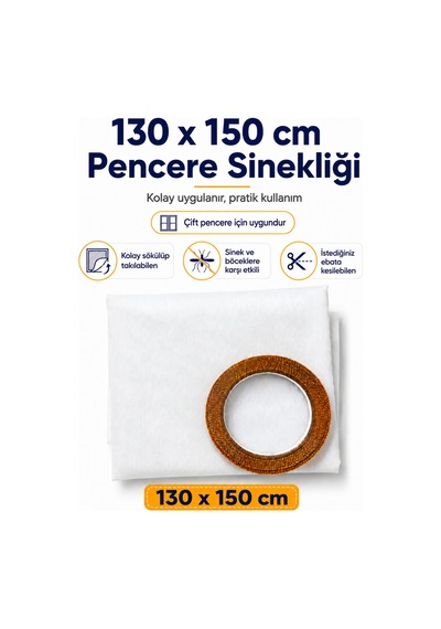 130x150 5,6 Metre Cırt Bantlı Sökülüp Kesilebilir Takılabilen Çift Kanat Sineklik