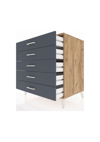 Kronos Şifonyer 5 Çekmeceli 88x59x96 Çam-antrasit Çam