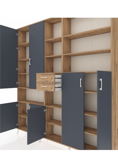 Arges Dolap 17 Raflı 2 Çekmeceli 7 Kapaklı 220x30x243 Çam-antrasit/çam Antrasıt/atlas Çam Arges Dolap 17 Raflı 2 Çekmeceli 7 Kapaklı 220x30x243 Çam-antrasit/çam Antrasıt/atlas Çam