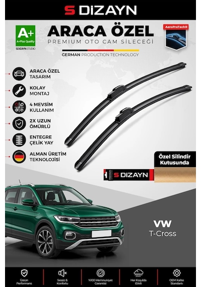 S-dizayn Volkswagen T-cross C11 Ön Cam Silecek Seti 2019 Üzeri Premium Araca Özel 65-45 Cm A+ Kalite