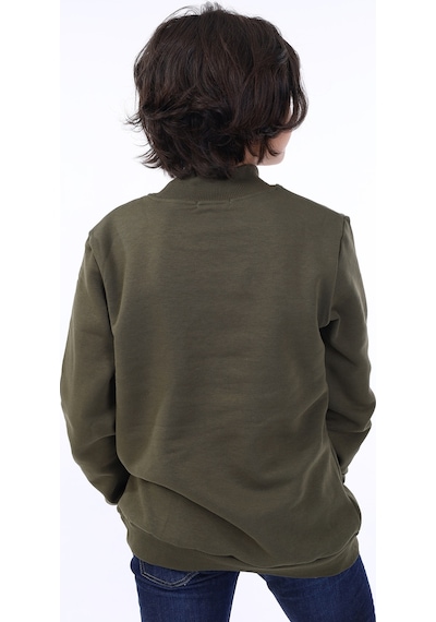 Toontoy Kids Toontoy Erkek Çocuk Kurt Baskılı Sweatshirt Haki