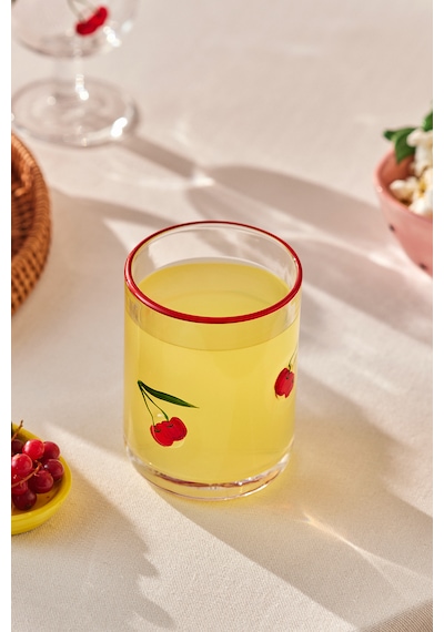 Karaca Desenli Meşrubat Bardağı 420 Ml Kırmızı
