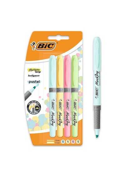 Bic Fosforlu Kalem Markıng Highlıghter Grip Pastel Renkler 4 Lü 964859 Çok Renkli