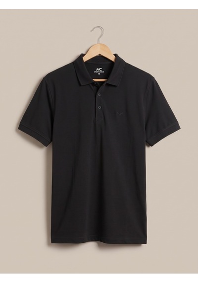 Maccali Erkek Siyah Yazlık Basic Polo Yaka Tişört