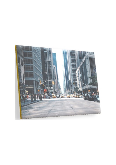 Cakasepetim New York Gökdelenler Cadde Araçlar Ve İnsanlar Ahşap Mdf Tablo