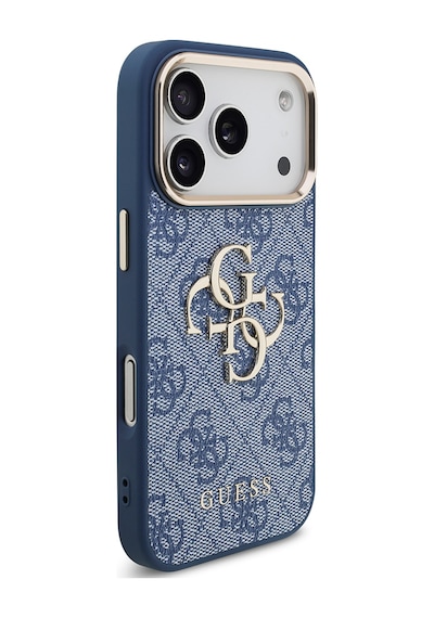Apple Uyumlu iPhone 18 Pro Kılıf Guess Lisanslı Gold Metal Kamera Çerçeveli Metal Büyük 4g Ve Yazı Logolu Mavi