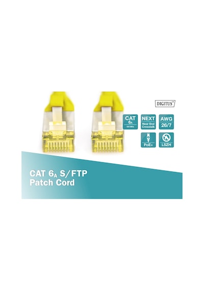 Cat 6a S-ftp Bağlantı Kablosu, Bakır, Lszh Awg 26/7, Uzunluk 50 Cm, Sarı Renk