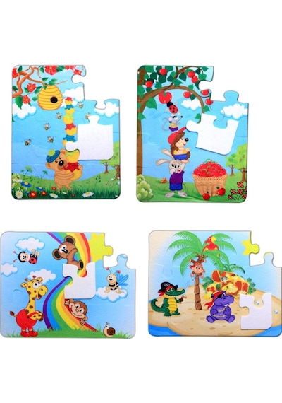 4 Set 48 Parça Tox Gökkuşağı Ve Elmacı Ayı 3+ Keçe Yapboz 3 Y