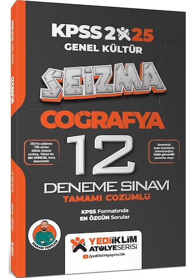 Yediiklim 2025 Kpss Genel Kültür Atölye Serisi Coğrafya Seizma Tamamı Çözümlü 12 Deneme Sınavı