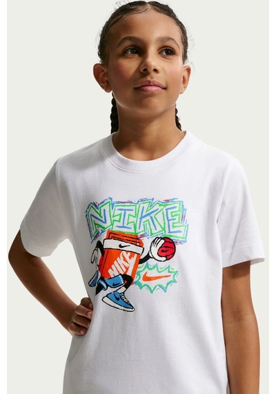 Nike Sportswear Kids Tee Box Hoops Kids Tee Grafik Baskılı Çocuk Tişört Beyaz